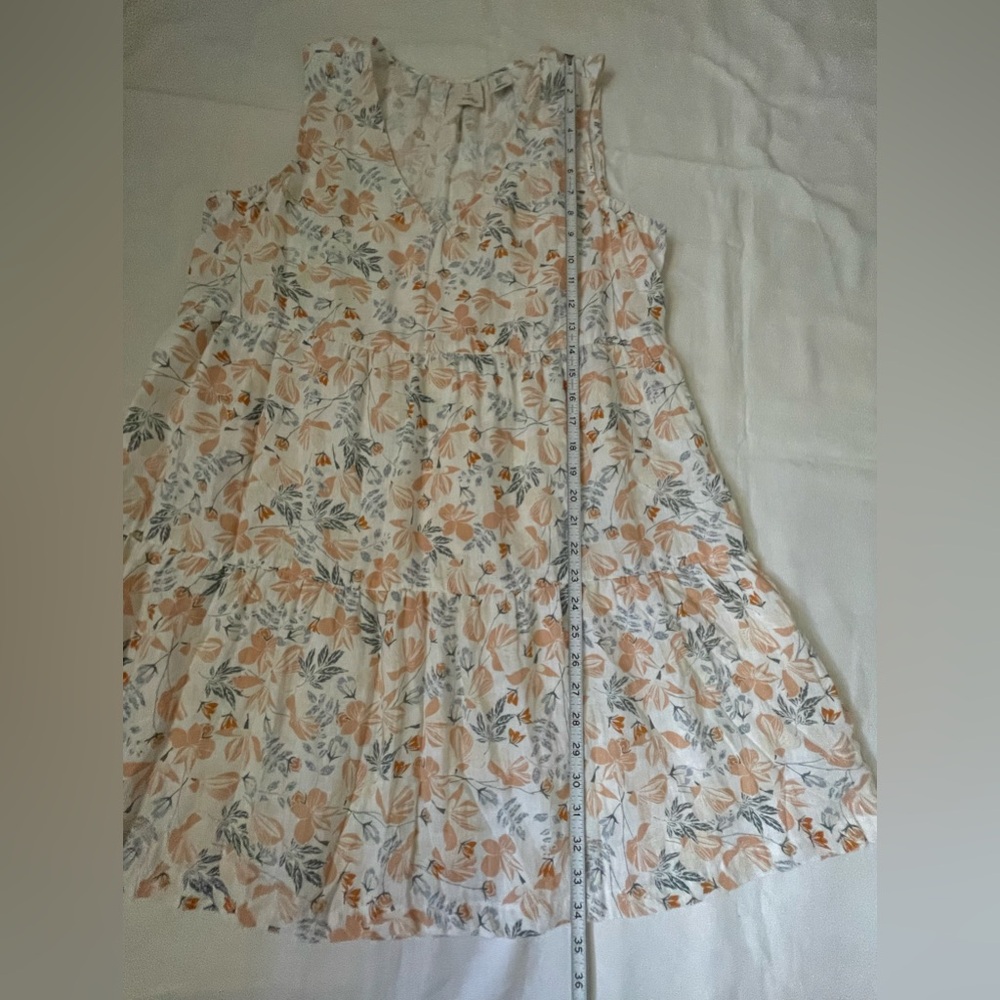 Joie floral print sleeveless V neck linen dress multicolor - Picture 7 of 9